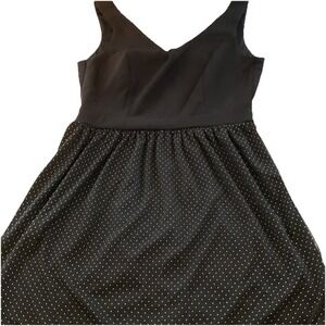 Bebop Black Elastic Waist Sheer Gold Sparkle Skirt Lined Mini Dress Sz 10 J20